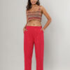 Fuschia Pink High-Waisted Textured Linen-Blend Trousers - Pink, S
