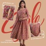 Berry Red Floral Cotton Anarkali Maternity & Feeding Dress
