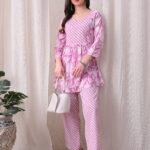 Murli Kurti – Bubblegum Pink Mixed Print Cotton Nursing Maxi Dress with Zip Access | Maternity & Loungewear for Women